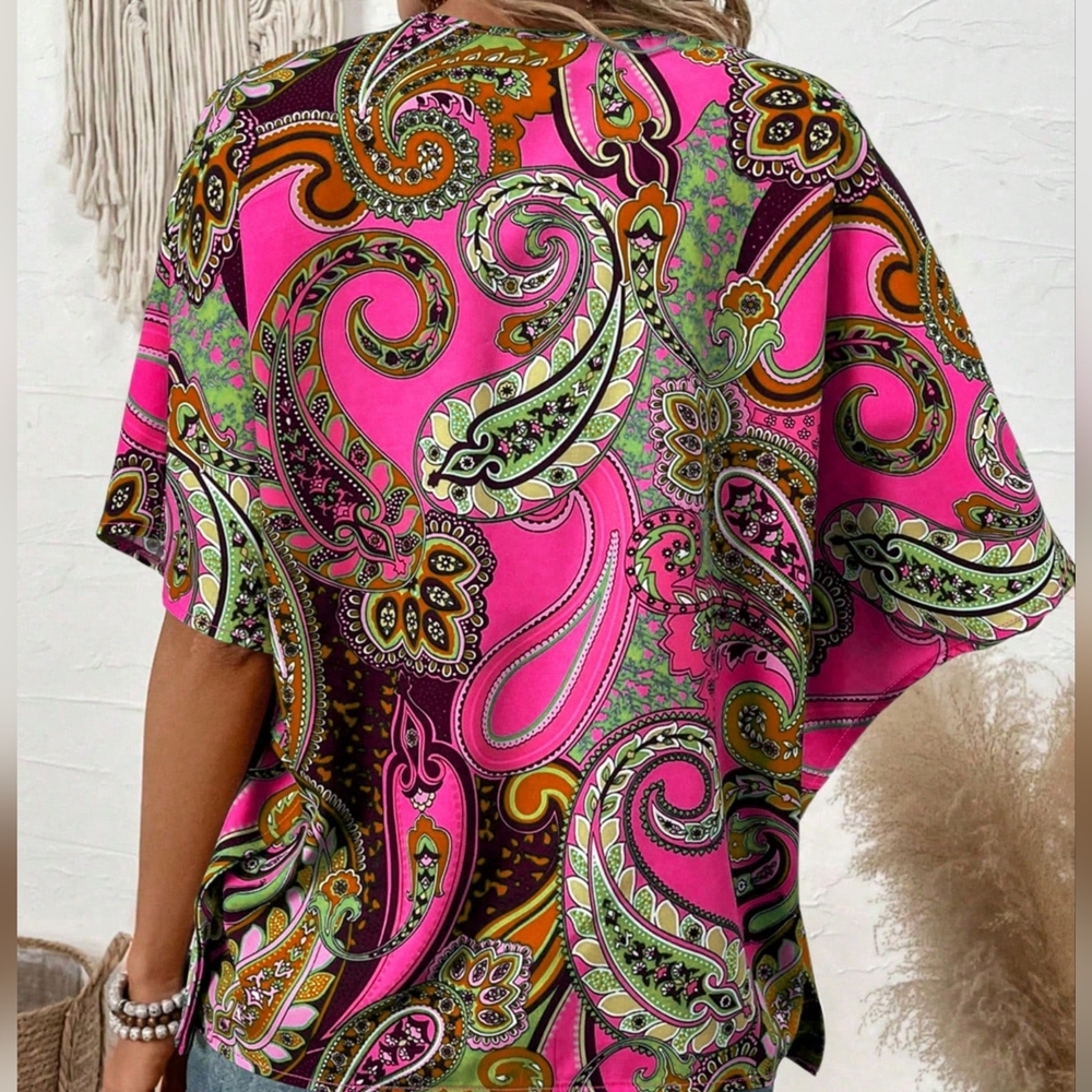 Printed Batwing Sleeve Shirt - Picture 4 of 4